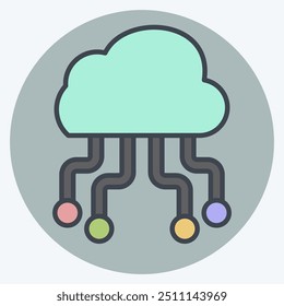 Icon Cloud Hosting. related to Network symbol. color mate style. simple illustration
