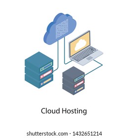 
Icon of cloud hosting service in isometric design 
