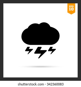 Icon of cloud with lightning