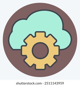 Gestión de la nube de iconos. relacionado con el símbolo de red. estilo de mate de color. ilustración simple
