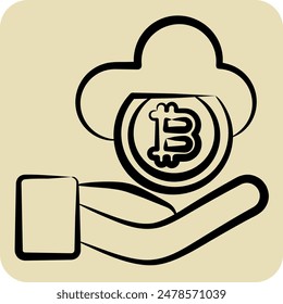 Icon Cloud Money. related to Cryptography symbol. hand drawn style. simple design illustration