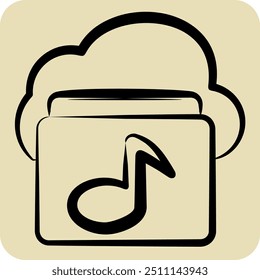 Icon Cloud Music. related to Network symbol. hand drawn style. simple illustration