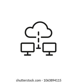 Icon of cloud network. Computer, synchronization, resource. Technology concept. Can be used for topics like administration, data, infrastructure