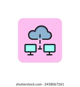 Icon of cloud network. Computer, synchronization, resource. Technology concept. Can be used for topics like administration, data, infrastructure