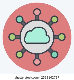 Icon Cloud Network. related to Network symbol. color mate style. simple illustration