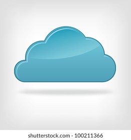 Icon Cloud On Grey Gradient Background. Vector.