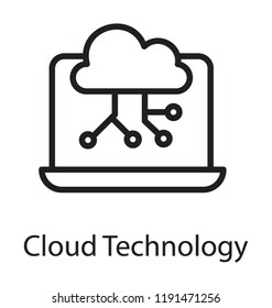 Icon of a cloud on a laptop depicting cloud technology