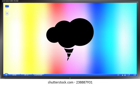 Icon cloud on the screen monitor. Made vector illustration