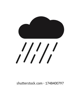 Nube de iconos y lluvia sobre fondo blanco. Vector de acciones
