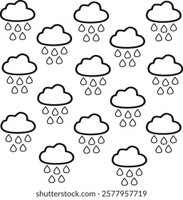 Icon of  cloud rain water design. Editable stroke with various design shapes, with a hand drawn black outline style	