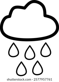 Icon of  cloud rain water design. Editable stroke with various design shapes, with a hand drawn black outline style	