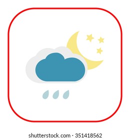 Icon of cloud with raindrops and moon with stars