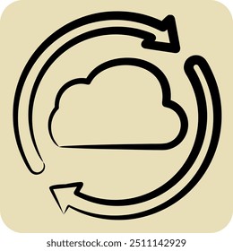 Icon Cloud Reload. relacionado con el símbolo de red. estilo dibujado a mano. ilustración simple