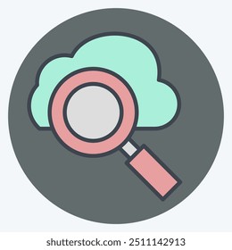 Icon Cloud Search. related to Network symbol. color mate style. simple illustration