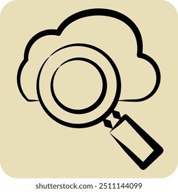 Icon Cloud Search. related to Network symbol. hand drawn style. simple illustration