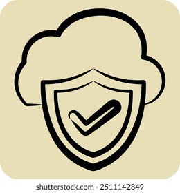 Icon Cloud Security. related to Network symbol. hand drawn style. simple illustration