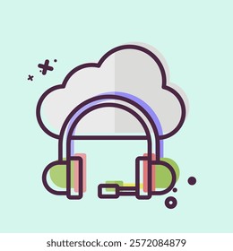 Icon Cloud Service. related to Dropshipping symbol. MBE style. design editable