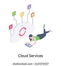 An Icon Of Cloud Services, Multiple Cloud Services Vector Download 

