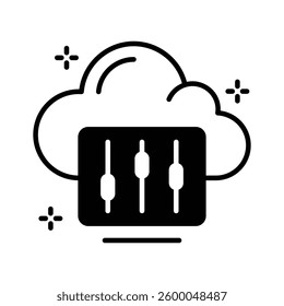 An icon of cloud setting slider in glyph style