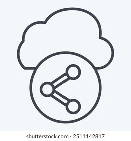 Icon Cloud Share. related to Network symbol. line style. simple illustration