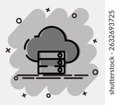 Icon cloud storage. Internet network elements. Icon in comic style.