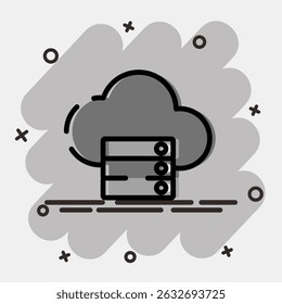 Icono de almacenamiento en la nube. Elementos de red de Internet. Icono en estilo cómico.