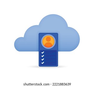 Icon Cloud To Store Data And User Profiles. User Login Icon. User Data Icon. Can Be Used For Businesses, Websites, Mobile Apps, Posters, Ads Flyers, Banners