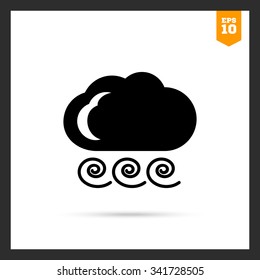 Icon of cloud and strong wind sign
