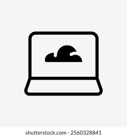Icon Cloud system and Laptop computer. Technology and system concept, Semi Solid style.