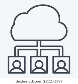 Icon Cloud Team. related to Network symbol. line style. simple illustration