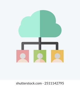 Equipo de la nube del icono. relacionado con el símbolo de la red. estilo plano. ilustración simple