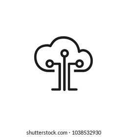 Icon of cloud technology. Storage, information, database. Cryptocurrency concept. Can be used for topics like computing, online data, data management