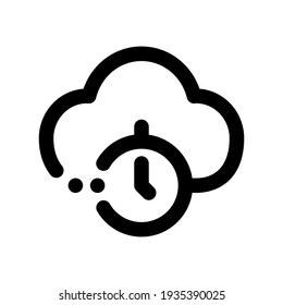 Icon Cloud Time With Style Outline
