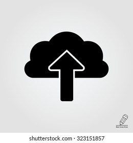 Icon of cloud with up-directed arrow