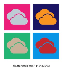 Icon clouds color white background flat style