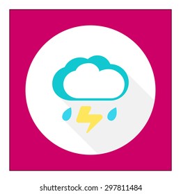 Icon of clouds with falling raindrops and lightning