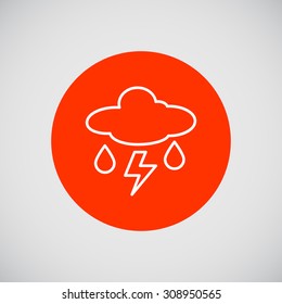 Icon of clouds with falling raindrops and lightning