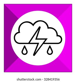 Icon of clouds with falling raindrops and lightning