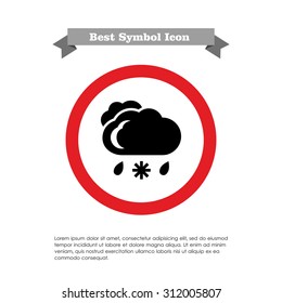 Icon of clouds with falling snowflake and raindrops