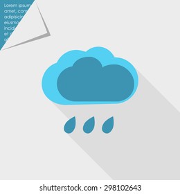Icon of clouds and few falling raindrops