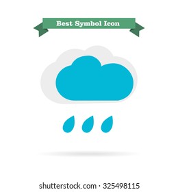 Icon of clouds and few falling raindrops