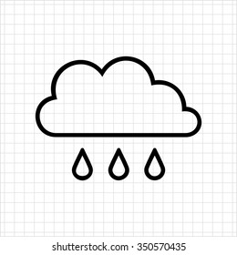 Icon of clouds and few falling raindrops