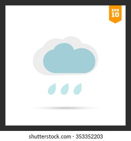Icon of clouds and few falling raindrops