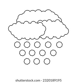The icon of clouds with hail on a white background. Vector image.