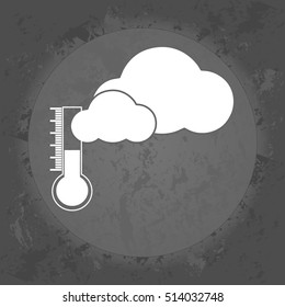 Icon clouds overcast, weather forecast on gray vintage background . Minimalism. Icon Logo