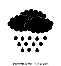 The icon of clouds and rain with hail in black on a white background. A vector image.