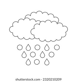 The icon of clouds and rain with hail on a white background. Vector image.