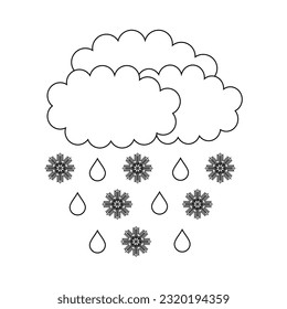 An icon of clouds, rain and snow on a white background. Vector image.