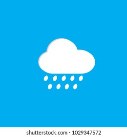 Icon Clouds Raining White Collection ,Vector Illustration, Isolated On Blue Sky Background. EPS10