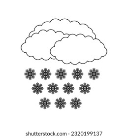 An icon of clouds and snow on a white background. Vector image.